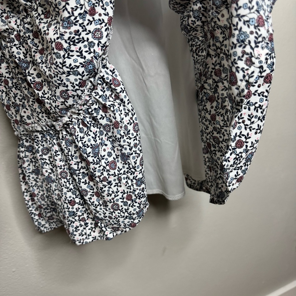Altar’d State Jenny Floral Print Tiered Mini Dress Blue/White/Red Size Medium - Picture 6 of 9